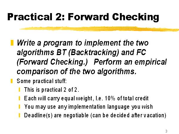 Practical 2: Forward Checking