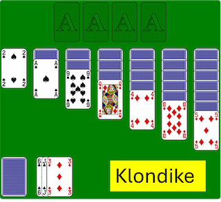 An image of a game of Klondike solitaire