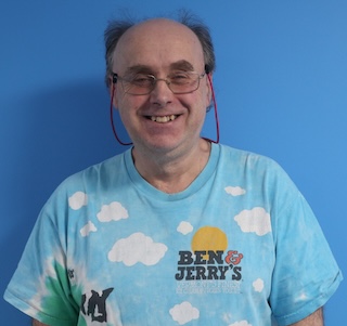 Ian Gent wearing a Ben & Jerry's t-shirt